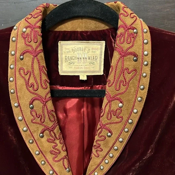 Vintage Double D Ranch Crushed Red Velvet Western Blazer. Women’s Size Small - Picture 4 of 8